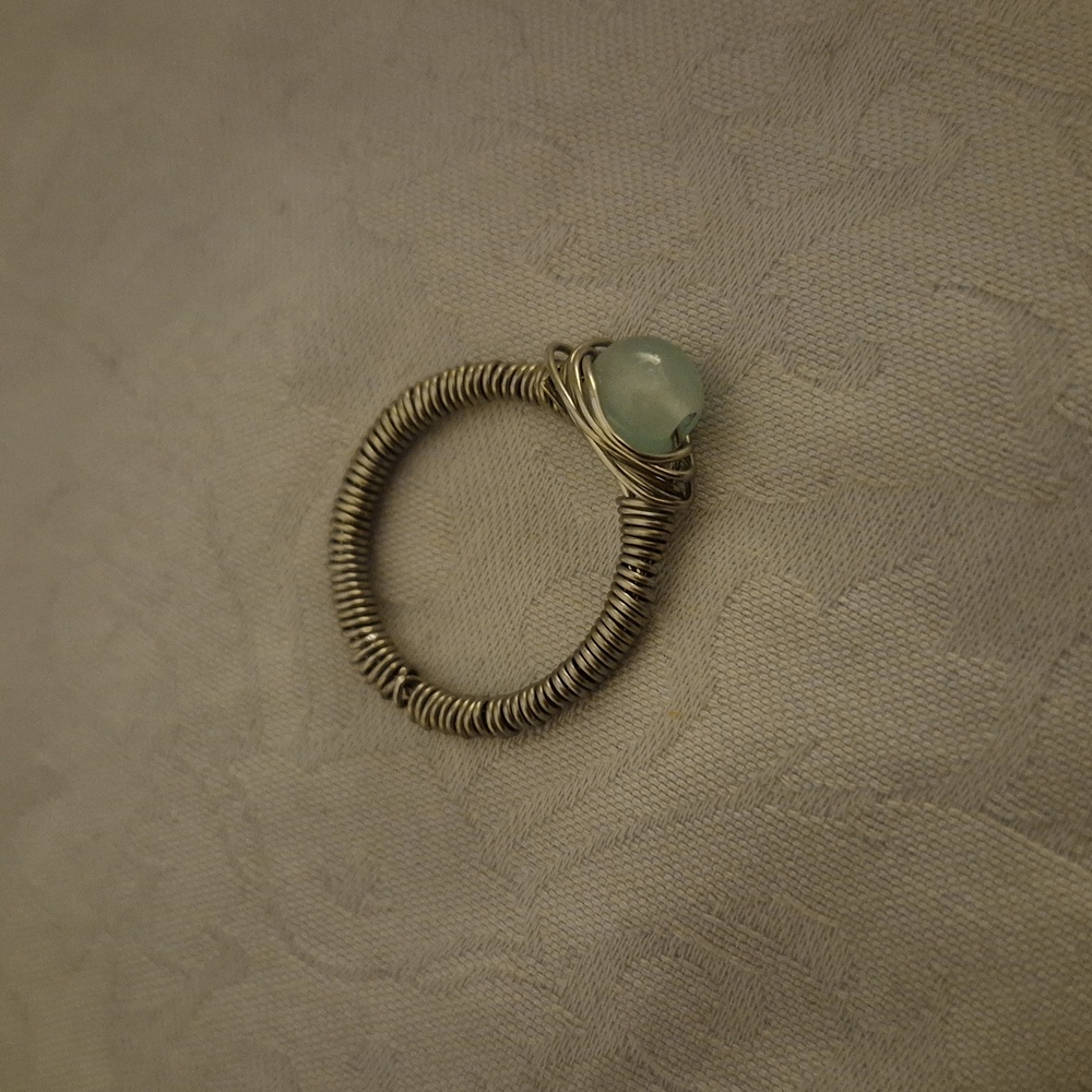 Wire wrapped blue ring